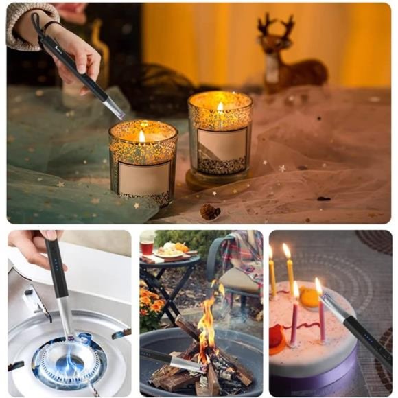 Candle Lighter Electric Arc Lighter Rechargeable USB Lighter w/ LED Light(Black) - Picture 7 of 7